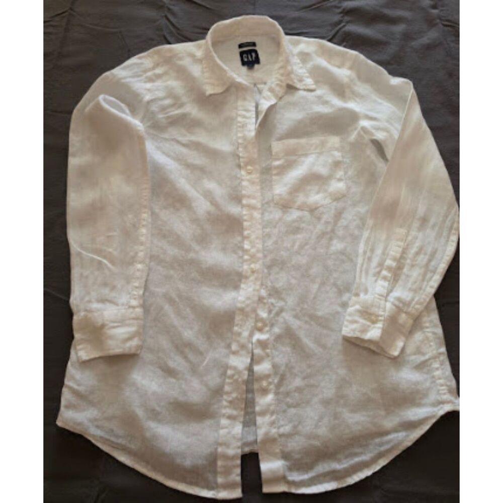 XS GAP Women's Boyfriend 100% Linen button down